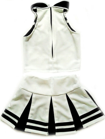Total 2550 Little Girls' Cheerleader Cheerleading Outfit Uniform Costume Cosplay Halloween White/Black (L / 8-10) L / 8-10 Years