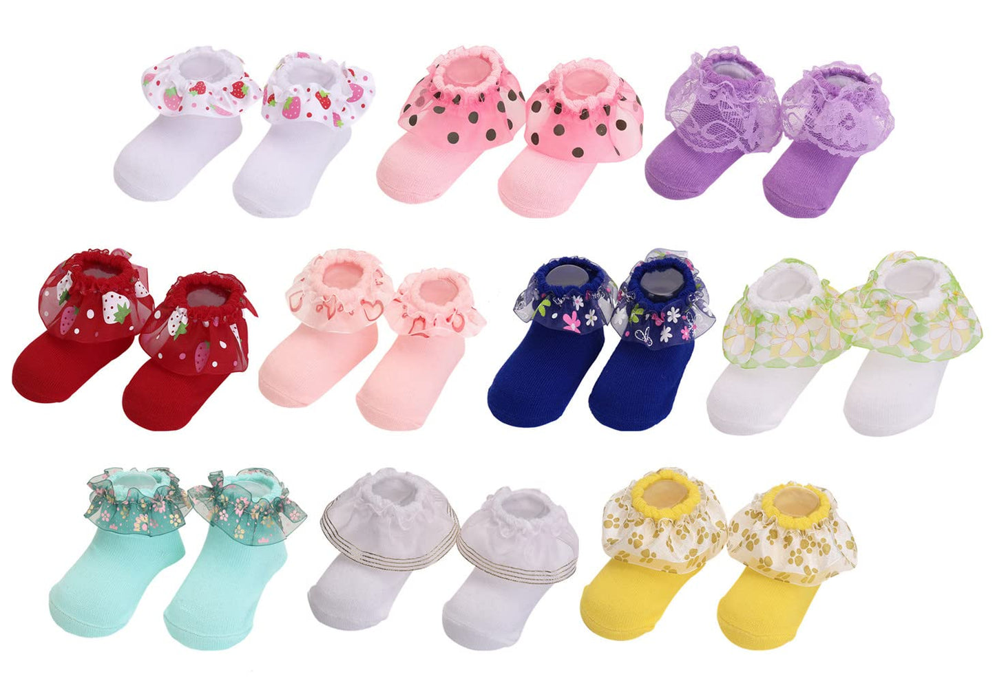 Toptim Newborn Baby-Girls Socks And Bow Infant Toddler Ankle Socks (0-6 Months, Chiffon Flower)