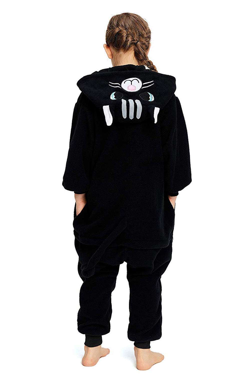 Canasour Cat Onesie Halloween Kids Cosplay Costume For Girls Animal Unisex Outfuit One Piece Hooded Farm Soft Pajamas Black Part