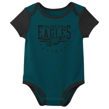 Outerstuff Nfl Newborn Baby And Infant Short Sleeve Bodysuit Variety 3-Pack - Philadelphia Eagles, 3-6M