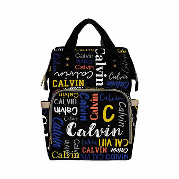 Artsadd Personalized Name Nappy Bag Large Capacity Baby Diaper Bags, Color Black Monogram Daypack Custom Name Backpack Casual Da
