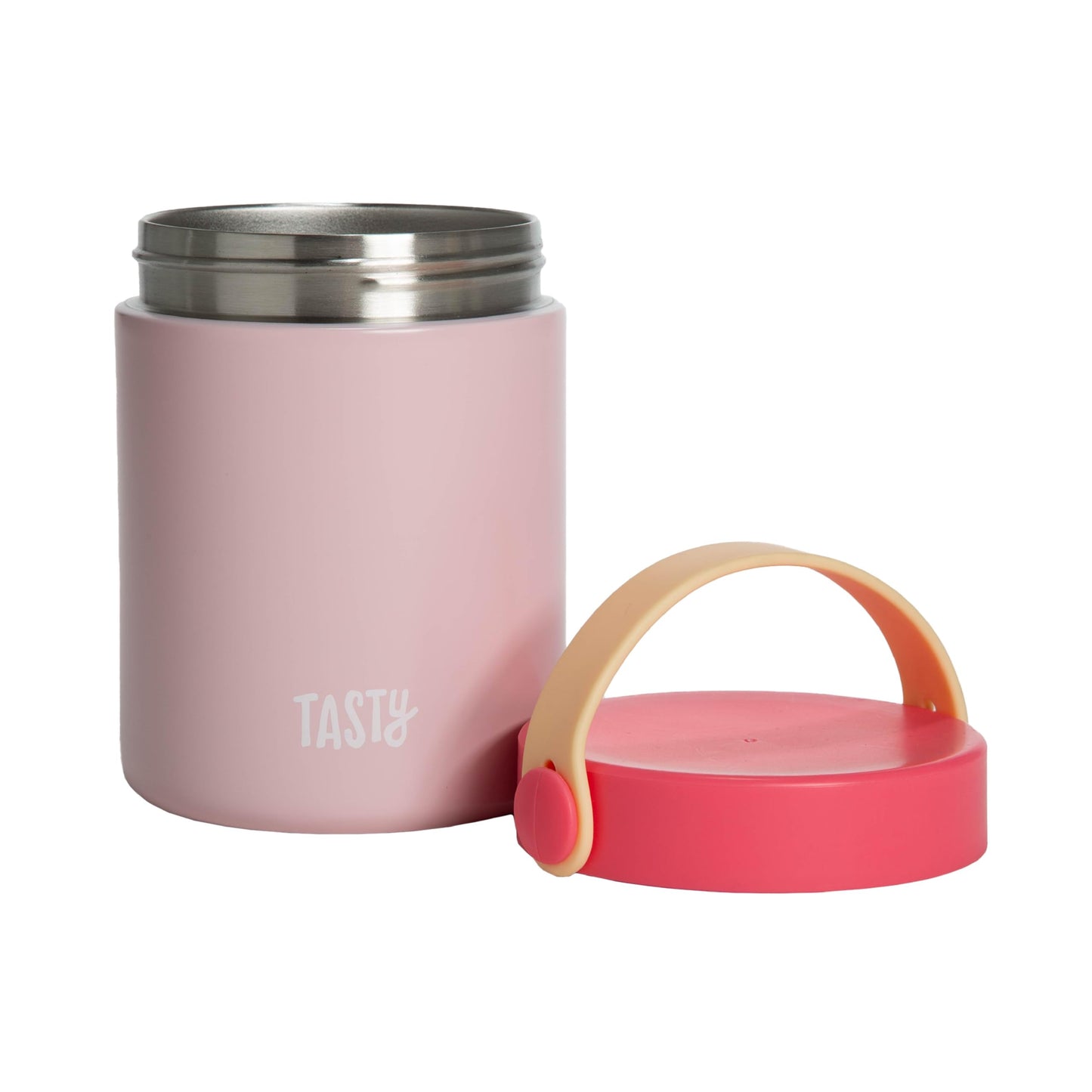 Tasty Food Jar with Folding Handle, Portable Snack Travel or Lunch Container, Stainless Steel Insulated Vacuum with Leak-Proof L
