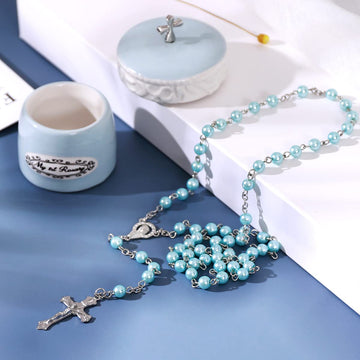 Grandeco My First Rosary Cross For Boy Keepsake Box And Rosary Gifting Set, Blue