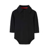 Teach Leanbh Infant Baby Polo Bodysuit Cotton Long Sleeve Pure Color Shirt 3-24 Months (6 Months, Black)