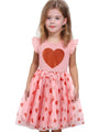Girls Valentines Dress Glittering Heart Print Tutu Valentines Day Birthday Princess Dress Mesh Tulle Valentines Outfit 4T/1837