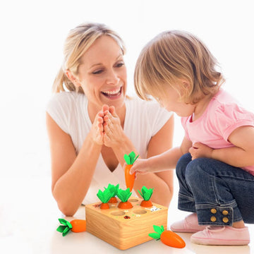 Montessoritoys for 1 Year Old, Wooden Toys Developmental Shape Sorting & Matching Puzzle Carrots Harvest Game, Birthday Gifts fo