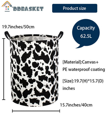 Ddbasket Cow Print Laundry Basket Baby Nursery Clothes Hamper Collapsible Toy Storage Bin Organizer With Handles For Kids,Boys A