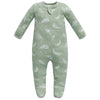Owlivia Organic Cotton Baby Pajamas, Boys Girls Zip Front Sleep 'N Play, Footed Sleeper, Long Sleeve(12-18 Months, Feather)