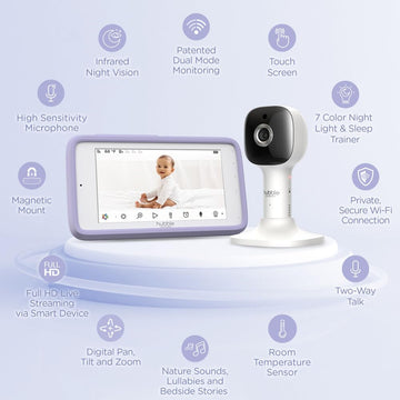 Hubble Connected Nursery Pal Cloud Touch Smart Wifi Enabled Baby Monitor With 5 Inch Hd Color Touchscreen Parent Unit, Plus Prel
