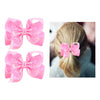 2Pcs Glitter Pink Bows For Girls 5Inchs Hand-Made Shiny Glitter Ribbon Hair Bows Alligator Clips Sparkle Sequins Hair Accessorie
