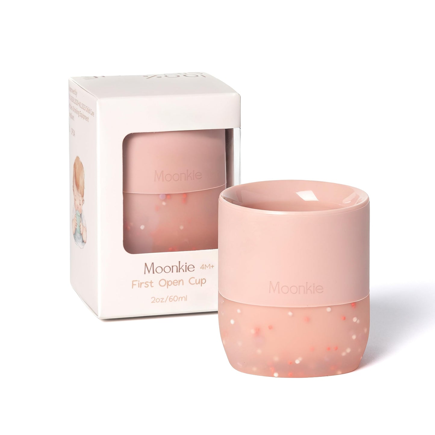 Moonkie Silicone Baby Cup 4 Months+ | Tiny Open Training Cup for Infants with Confetti Sprinkles | Baby-Led Weaning Essential |