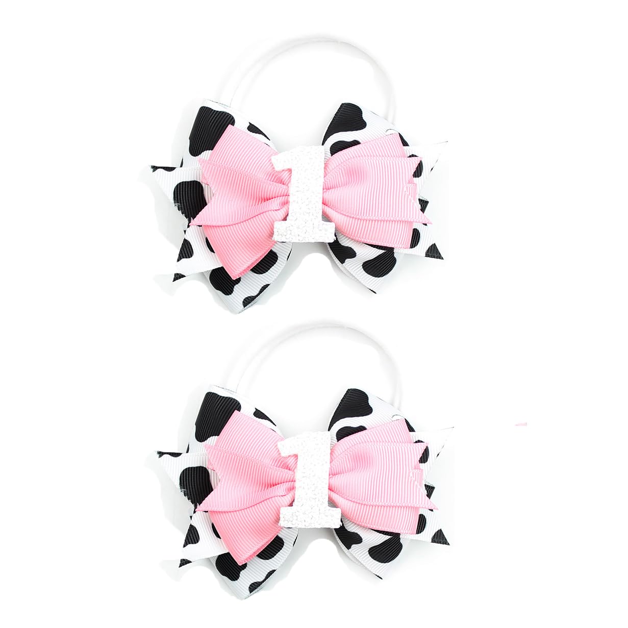 Birthday Hair Bow for Baby Girls - 2Pc Pink Sprinkle Hair Clips for 2nd Birthday Glitter Ice Cream Baby Bow Party Decorations fo