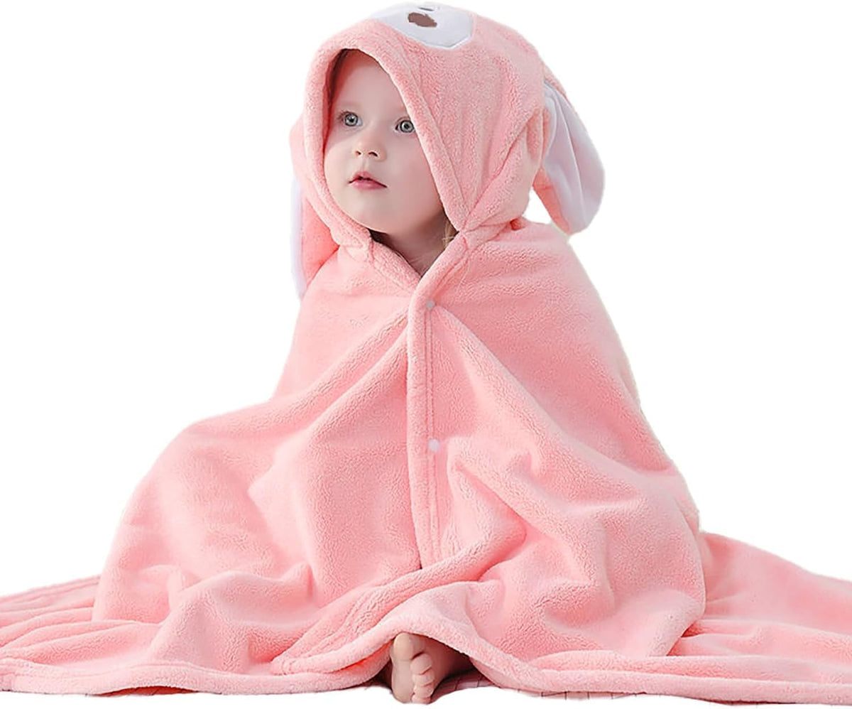 LAKSHOURA Hooded Baby Bath Towel with Cute Animal Ear Design Ultra Soft Absorbent Baby Wrap Blanket for Newborn, Infant & Todd
