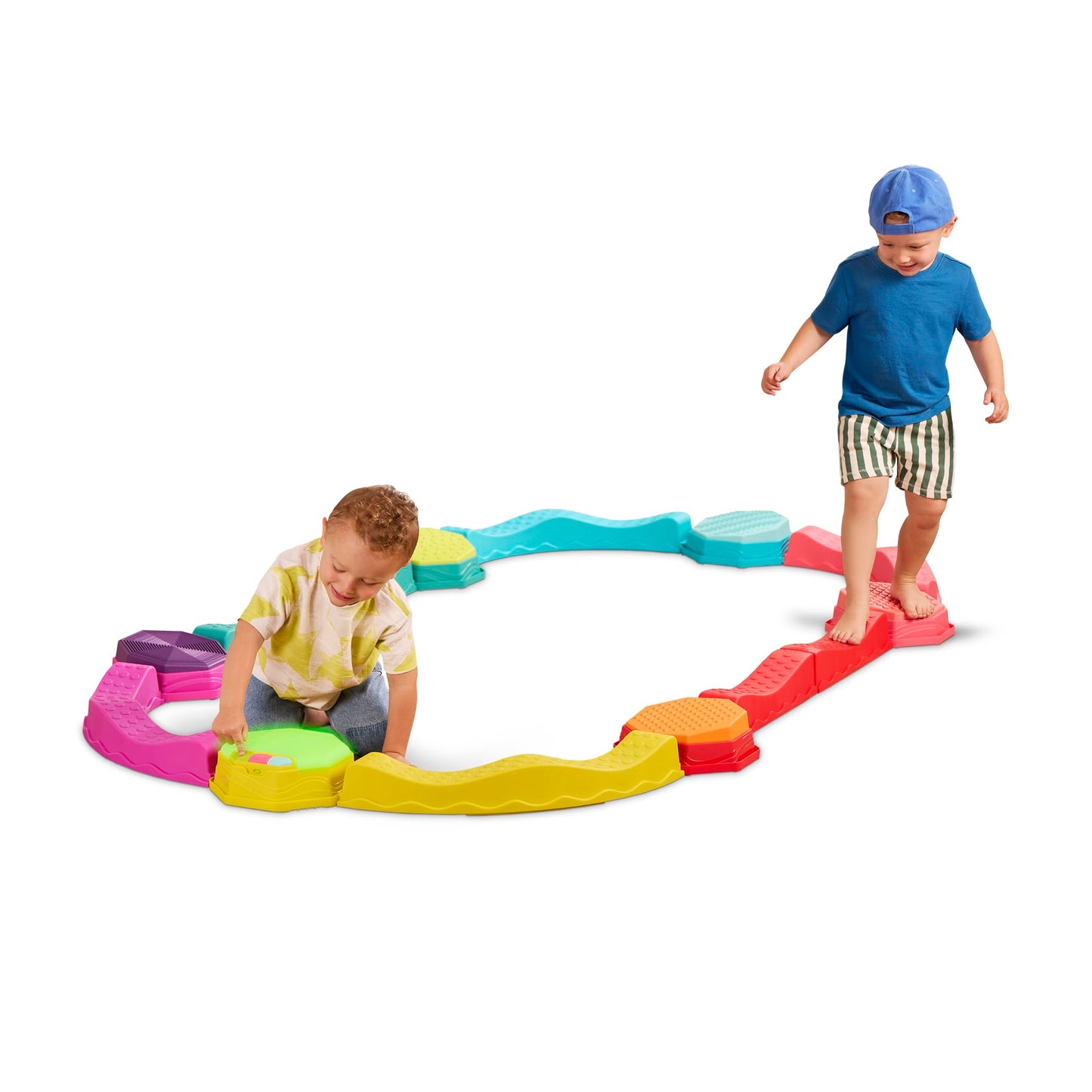 B. toys - Balance Beam for Kids - Musical Games & Activities - 5 Sensory Stones, 8 Wavy Beams & 1 Musical Pod - Indoor & Outdoor