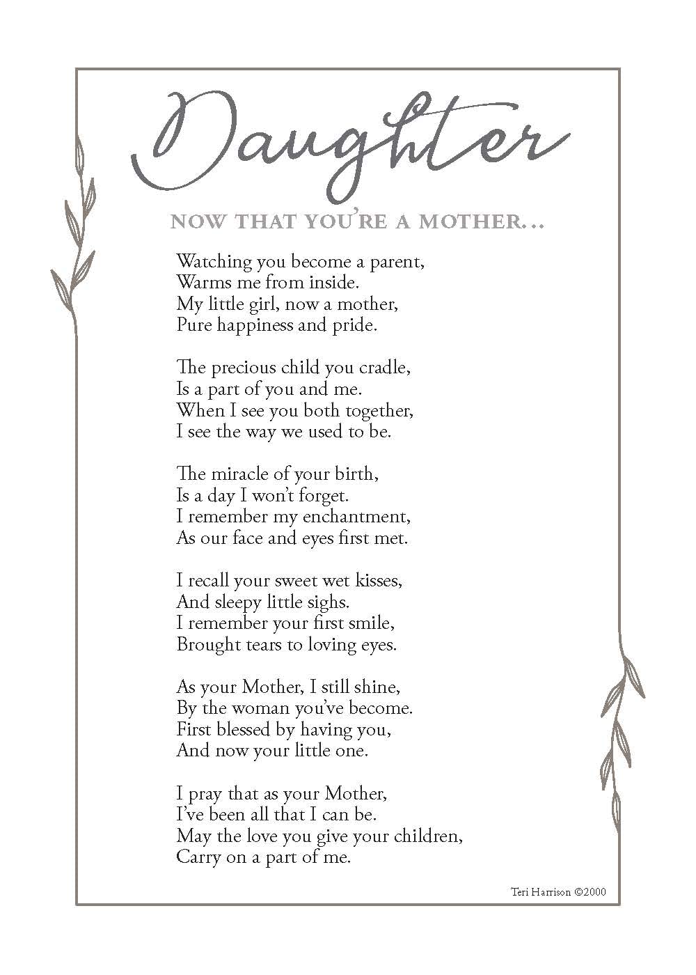 Now That You'Re A Mother Frame- Gift For Daughter From Mom For Christmas, Mother'S Day, Child Birth - Made In Usa