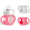 Audrwall Silicone Sleeves For Avent Natural Glass Baby Bottles, Bpa Free, Anti Breakage Baby Bottle Holder With Handles (Pink +