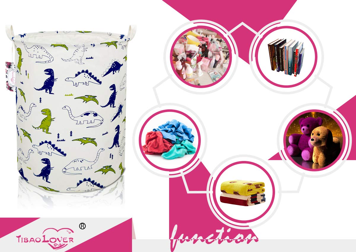 Tibaolover Dinosaur Laundry Basket Baby Laundry Hamper Cute Kids Hamper Toy Storage Bin Handles For Boys And Girls Dinosaur Room