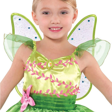 Party City Classic Tinker Bell Costume For Toddler Girl - Includes Petal Dress With Pink Vines & Glittery Wings - Disney Peter P