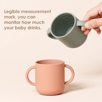 Rocced Silicone Training Cup For Infants 2 Handles, Toddler Learning Cup Baby Drinking Open Cups Easy Grip Handles Toddler Cup F