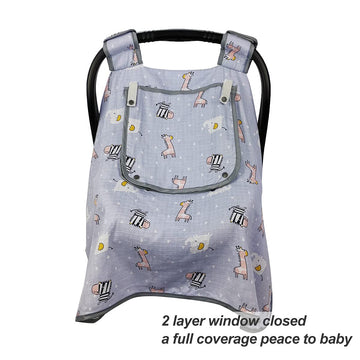 Icopuca Car Seat Covers For Babies, Kick-Proof Carseat Cover Girls/Boy, Carseat Canopy With Window, Light Weight Muslin, Breatha