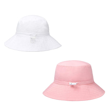 Baby Sun Hat Toddler Summer Upf 50+ Sun Protection Baby Boy Beach Hats Adjustable Baby Girl Wide Brim Kid Bucket Cap White+Pink