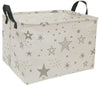 Acmuuni Rectangle Gray Star Patttern Canvas Waterproof Basket Laundry Hamper With Handles For Kids Boys Girls Toys Room, Bedroom