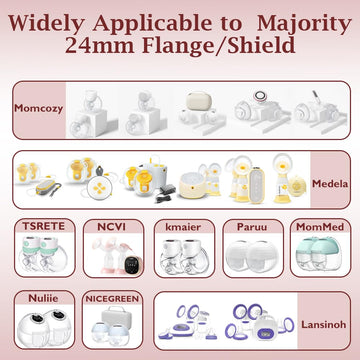 Flange Inserts 10Pcs 13/15/17/19/21Mm*2 Compatible With Momcozy S9/S9Pro/S10/S12/S12Pro/Spectra/Medela/Tsrete 24Mm Breast Pump S