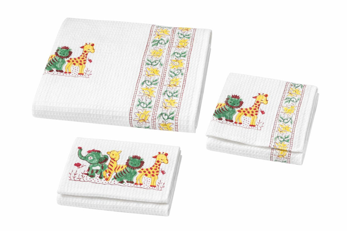 LITTLE CHIKU Kids Hand Block Waffle Cotton Towel Soft & Absorbent Cotton Kids Bath/Hand Towel, Lightweight Quick Dry Waffle We