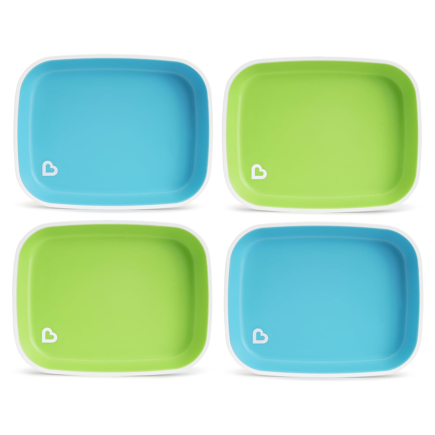 Munchkin Splash 4 Piece Toddler Plates, Blue/Green