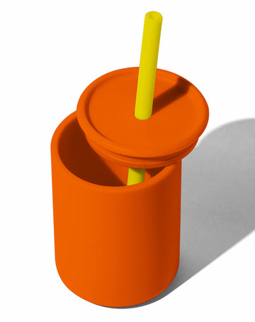 Avanchy Baby Cup With Straw, Training Sippy Cups For Infant To Toddler Kids, Baby Led Weaning 8 Ounce, 6+ Months, Silicone, Oran