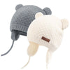 Duoyeree Kids Baby Hat Soft Warm Cable Knit Beanie Toddler Girl Fall Winter Hats (White And Grey, 6-12 Months)