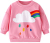Akyzic Baby Girl Rainbow Sweatshirt Long Sleeve Crewneck Cotton Pullover Tops Toddler Winter Shirt Fall Outfits Kids Pink Sweate