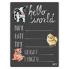 Cohas Hello World Newborn Baby Announcement Chalkboard Sign With Farm Animal Theme, 9 By 12 Inches, No Marker