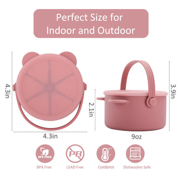 Dilovely Snack Cups For Toddlers, Baby Snack Containers, Silicone Toddler Snack Cups No Spill, Food Catcher With Lid & Bucket-Li