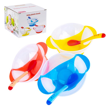 Berry President Baby Bowls With Suction Base, Spill-Proof Lid, Temperature-Sensing Spoon, Binaural Design Bowl For Babies Kids C