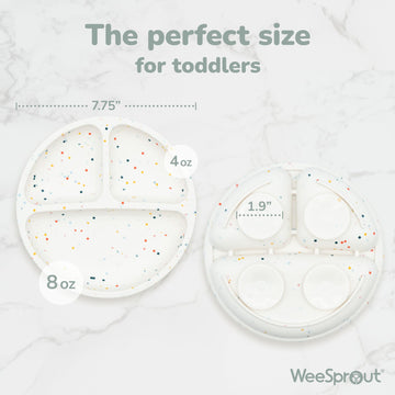 Weesprout Suction Plates For Babies With Lids & Toddlers - 100% Silicone, Dinnerware Stays Put, Divided Design For Picky Eaters,