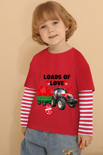 Kids Tshirts For Boys Valentines Tractor Cotton Long Sleeve Shirt Toddler Loads Of Love Hearts Clothes Top Tee 7 Years