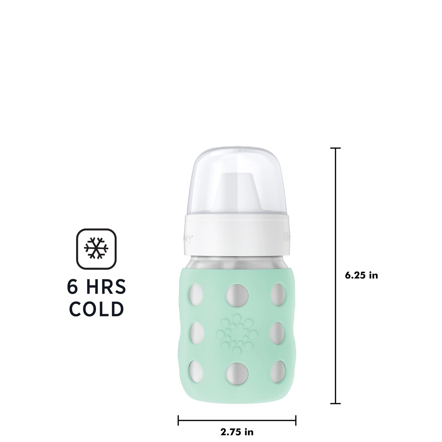 Lifefactory 8-Ounce Stainless-Steel Vacuum-Insulated Wide-Neck Baby Bottle With Hard Sippy, Mint (Ls2221Wmi4)