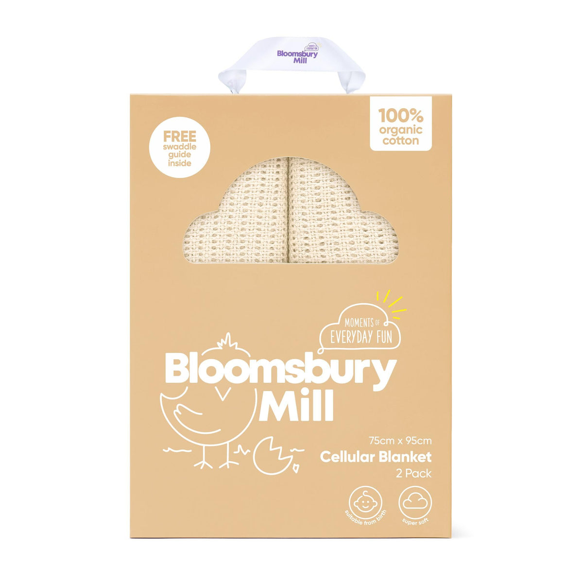 Bloomsbury Mill Cellular Blankets Baby Soft 100% Organic Cotton Baby Blanket Pack of 2 Baby Essentials For Newborn Ide