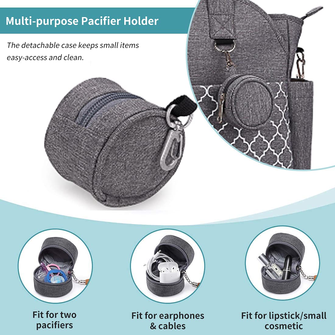 Diaper Bag Tote With Changing Station Upgrade Multi-Function Baby Bag With Adjustable Shoulder Strap Insulated Pockets (Gray)