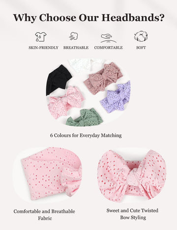 Zurlefy Stretchy Baby Girl Headbands Bows, Infant Headband Bows For Baby Bonnet Newborn Head Wraps Toddler Unisex (03H-17)