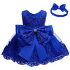 Baby Christmas Embroidery Lace Dresses Little Kid Easter Halloween Wedding Formal Event Dress (Sapphire 8348,24M)