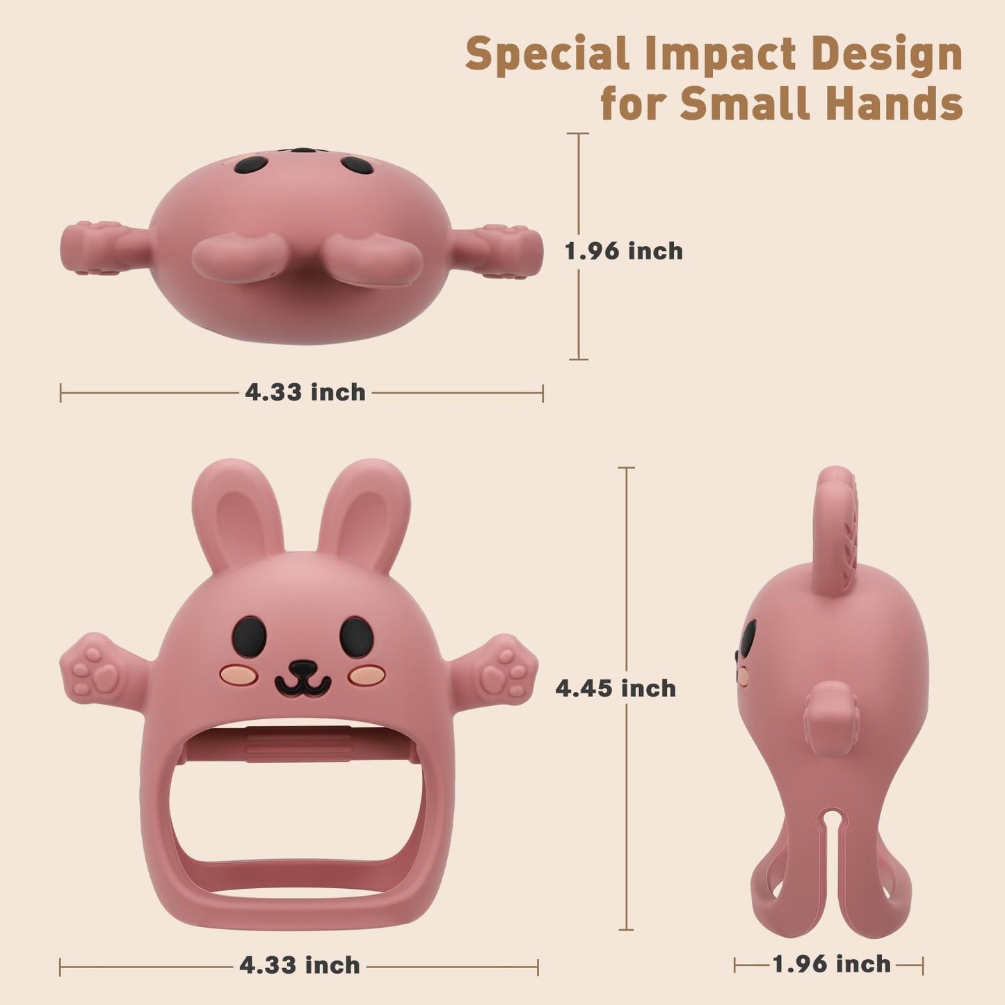 2 Pack Baby Teething Toys for 3-6 6-12 Months, Soft Silicone BPA Free Bunny Teething Mitten, Anti Drop Chew Teether Toys 0-3 6 9