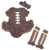 Petitebella Rugby Print Brown Bodysuit Brown Baby Dress Leg Warmer Nb-18M (3-6 Months)