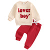 Ursobutegl Toddler Baby Boy Valentine'S Day Outfit Lover Boy Embroidery Letter Sweatshirt Pullover Tops Jogger Pants Clothes (Ap