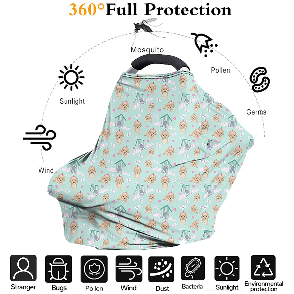 Wanyint Brown Cow Nursing Cover Carseat Canopy Cover Adorable Animal Fur Print Car Seat Covers For Babies Girls Boys Breathable