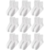 EUFANCE Toddler Grip Socks Non Slip Crew Cute Seamless Cotton Socks for Baby Boys Girls Infants Kids White 9 Pairs