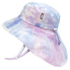 Jan & Jul 100% Cotton Sun Protection Girls Beach Hat With Wide Neck Flap (Xl: 5-12 Years, Cotton Candy Tie-Dye)