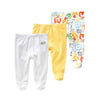 Teach Leanbh Newborn Baby 3 Pack Footed Pants Cotton Embroidery Pringting Casual Leggings 0-12 Months (3-6 Months, Elephant)