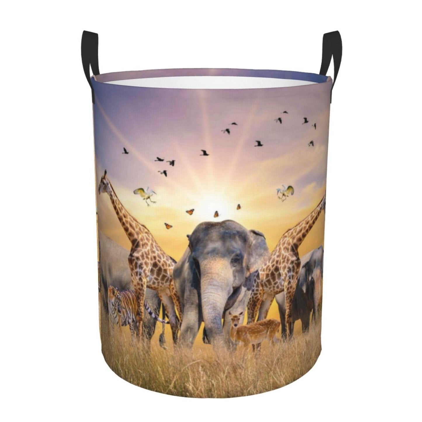 Pevtufa Wildlife Protection Foldable Laundry Basket Organizer,Fabric Clothes Toy Storage Basket Nursery Hamper Storage Bin For H